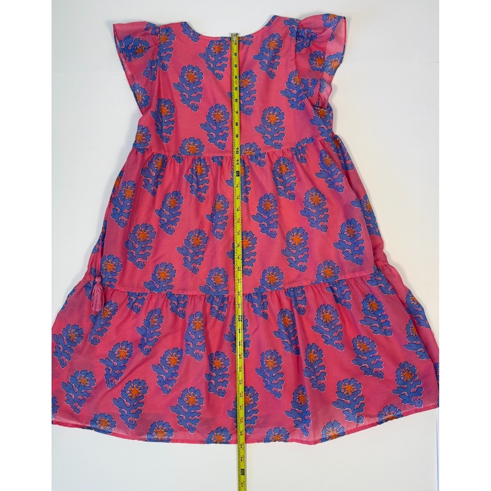 J Marie Piper‎ Ruffle Dress Pink Floral Tiered Mini Size Small Boho Summer - Picture 12 of 16
